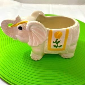 Elephant planter vintage. Made in Japan. Trunk up for good luck!